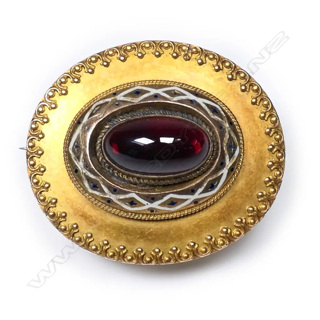 H Black (Wanganui) 19thC gold and garnet brooch, Image 1++